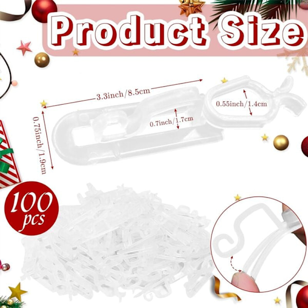 100-pack All-in-One julgransklipp, universella hängrännor och takkrokar för att hänga C7, C9 och lampor