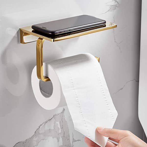 Toiletpapirholder i rustfrit stål i guld til badeværelset