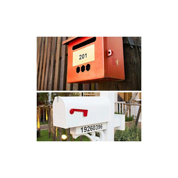 8 Ark Selvklebende Vinyl Bokstav- og Tallsett, Postkasse Nummer Klistremerker for Skilt, Vinduer, Dører, Biler, Adresse Nummer (Svart, 2,5 cm)
