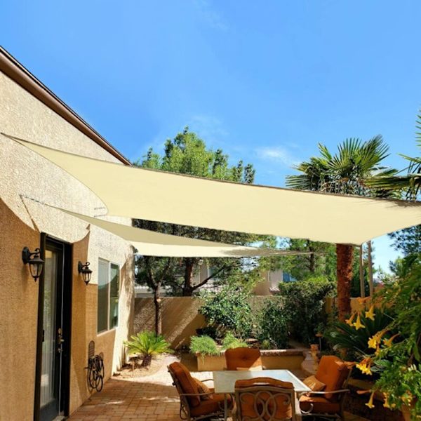 Skygge Sejl til Terrasse 3x4, Udendørs Have Terrasse Markise med Reb, Vandafvisende og UV-Beskyttelse - Rektangulær 3x4 M, Beige - RWShade Sail