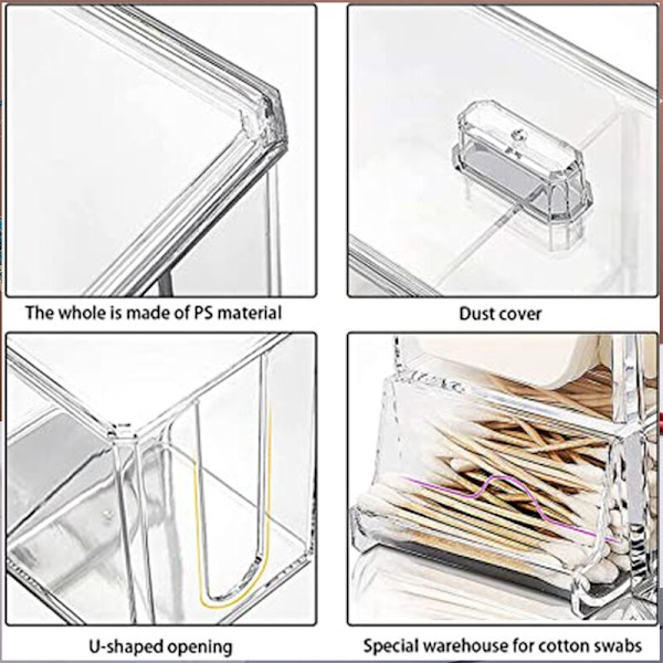 Transparent Kosmetisk Opbevaringsboks Makeup Organizer Vatpind Bomuldspude Opbevaringsboks Desktop