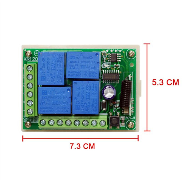 433MHz Universaali Kaukosäädin DC 12V 4CH Relae Vastaanotinmoduuli RF-kytkin Garagien Ovenavaajalle