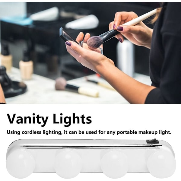 4LED Sminkebord Lys Makeup Vægslampe Sæt Pærer Spejl Lys til Stue Badeværelse