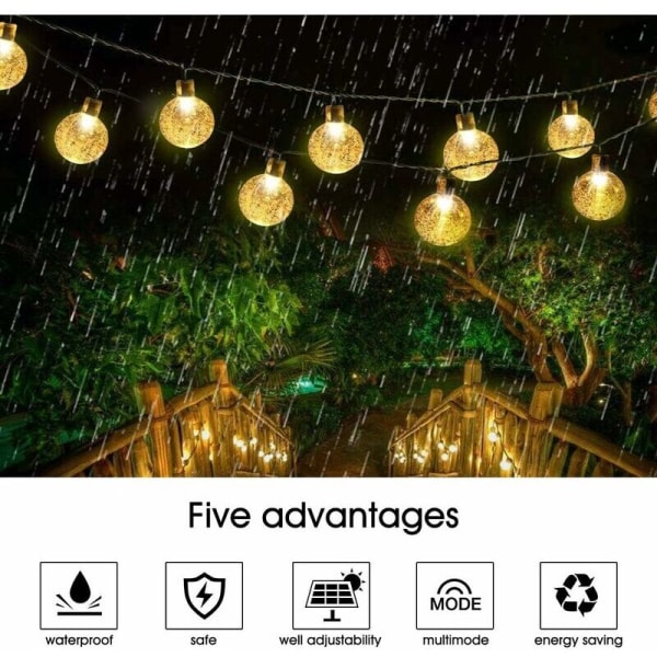 Hvid solcelledrevet guirlande 7M 50 LED