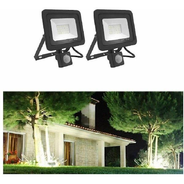 LED-ulkovalaisin liikeanturilla - 30W, 2700LM, 6000K, Vedenkestävä IP66 (2 kpl pakkaus)