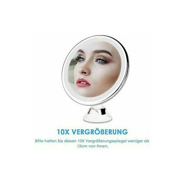 10x Förstorings Spegel med LED-belysning för Resor, med Sugkopp för Väggmontering och 360° Rotation, Perfekt för Rakning och Makeup.