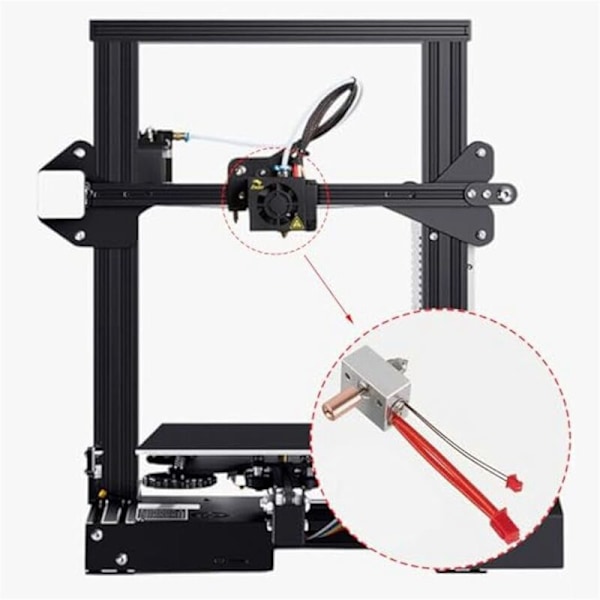 Extruderuppvärmningsblockssats med termistorer för 3D-skrivare S1/Ender3 S1 Pro/CR10 Smart Pro, Bimetallpläterad kopparnäsa