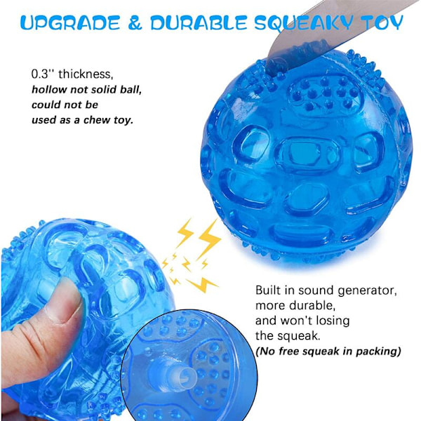 Sound Dog Ball Set med 3 Flytande Hundbollar, Studsande Odestrukterbar Hundpipboll för Träning