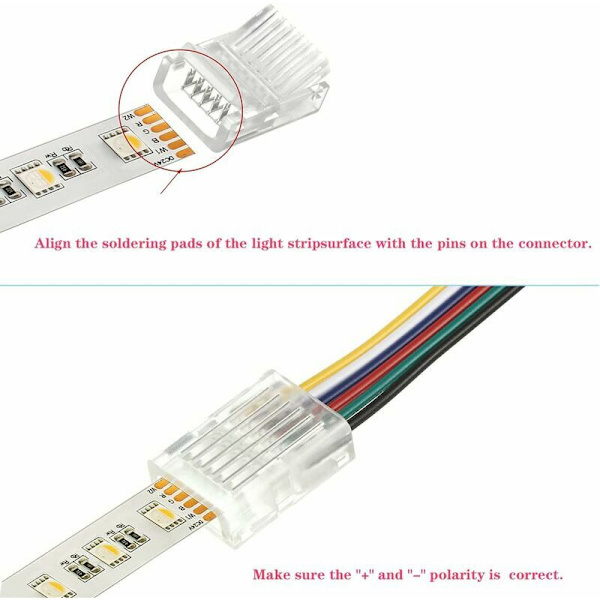 5 x 6-polet 12mm LED-stribe til RGB CCT-trådforbindelse Trådløs loddefri adapterterminalforlængerforbindelse til flerfarvede LED-striber 12V 24V
