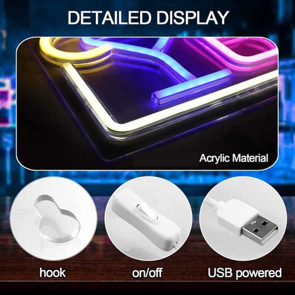 LED-kyltit, USB-käyttöiset LED-kyltit seinäkoristeluun, LED-valaistu kyltti metalliketjulla kodin baariin, klubiin