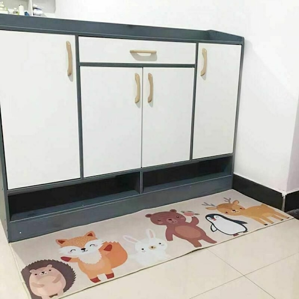 Baby lekematte barneromsteppe vaskbar sklisikker 80x160cm - rev