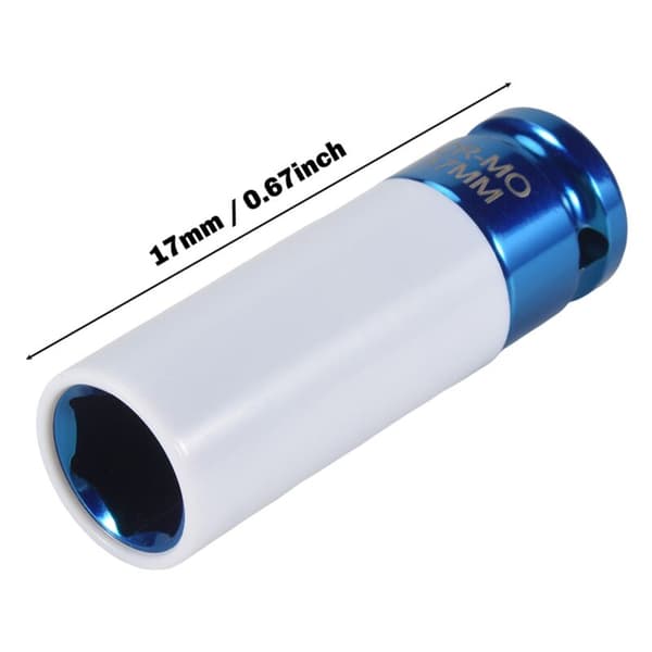 Alloy Wheel 1/2\" Drive 17mm Deep Wall Mounted Nut Pipe Blue