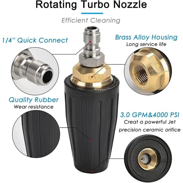 Turbo-Turbo-Turbo-Turbo Painepesuri Suuttimet, 3600 PSI, 1/4 Tuumaa, Nopea Liitäntä, 5 Kulman Kiertoadapterilla