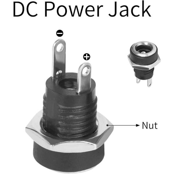 4-pack 2-polig DC-kontakt 5,5 x 2,1 mm ihålig uttag DC-strömkabelkontakt.