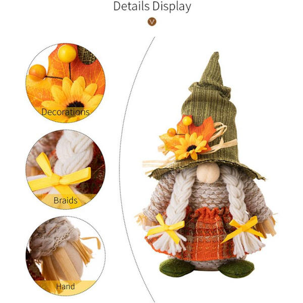 Thanksgiving Day Harvest Festival Fiskarehatt Rudolph Dockor Ornament Höst Gnome Plysch Elf Dockor Fru Gåvor