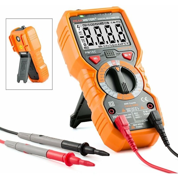 Digital Multimeter PM18C AC DC Automatisk Digital Elektrisk Testare Kontaktlös Voltmeter Amperemeter Ohmmeter Spänningsdetektor Håll med Bakgrundsbelyst Display