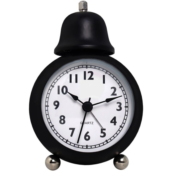 Alarmklokke, Analog vekkerklokke for soverom, batteridrevet rund klokke for romdekor, svart