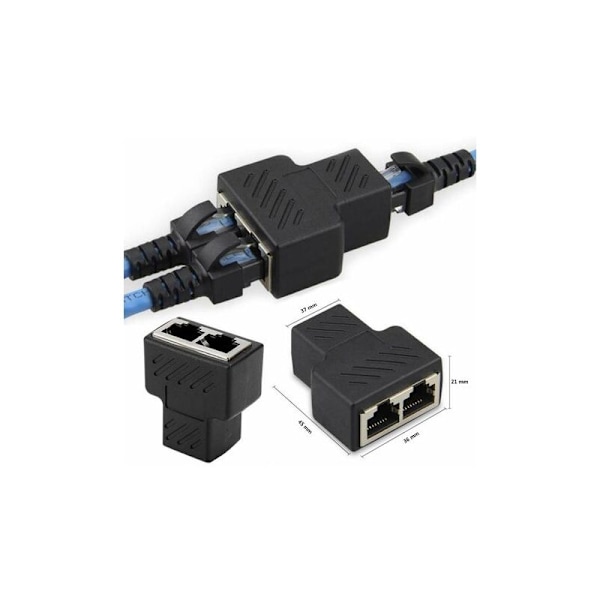 2 stk. RJ45 LAN-kabel Switch Splitter Adapter til Forlængelse, Netværk Y Splitter Stik Ethernet T-stik Dobbelt Hun-port 1 til 2 Modulær Kobling C