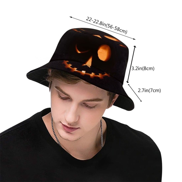Halloween pumpa bucket hatt för män och kvinnor, moderiktigt unisex print Halloween dubbelsidig bucket hatt