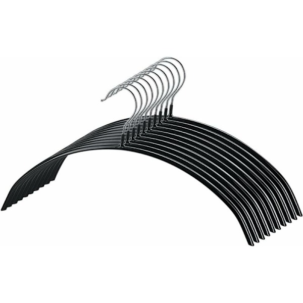 10 stk. skridsikre bøjler, supergreb metalbøjler, ideelle til skjorter, jakker - 36 cm - sorte