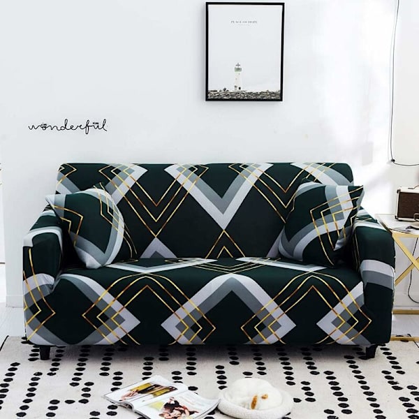 1 stk. Trykt Stræk Sofa Betræk Elastisk Polyester Spandex Sofa Betræk, Universal Pasform Sofa Slipcover til Sofa Møbelbeskytter (1 Sæders, D