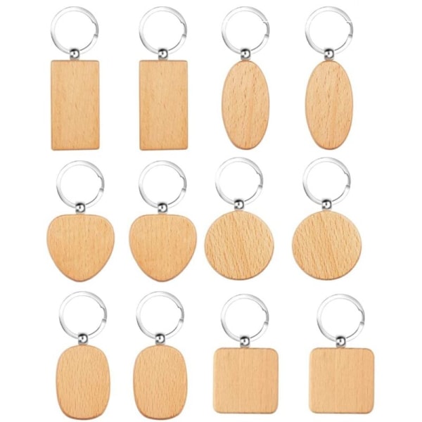 Wooden Keychains DIY Blank Wooden Keychains Personalized Wooden Keychains for DIY Crafts Decorations Gifts Pyrography Design