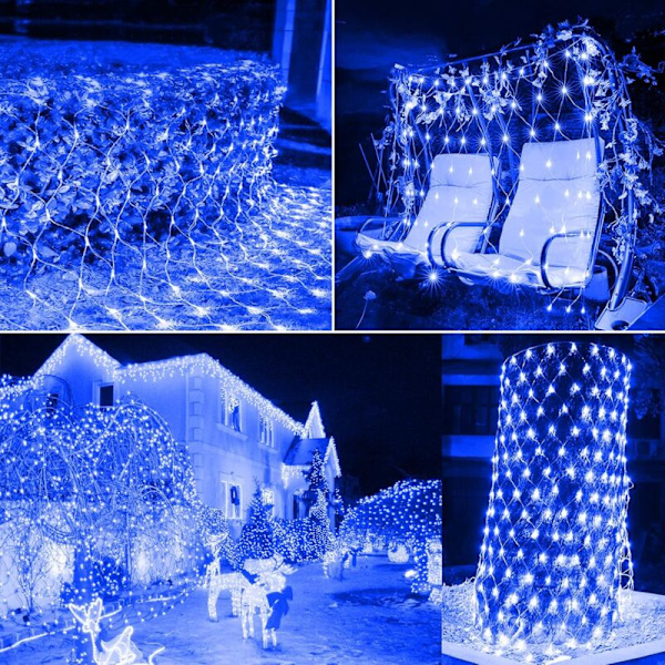 192 LED Solcells-nätlampor, 3m x 2m 8 Klarlägen Solcellslampa Sträng, Vattentät Solcellsdriven Nätlampor Dekoration för Utomhus Hem Patio Trädgård Vi