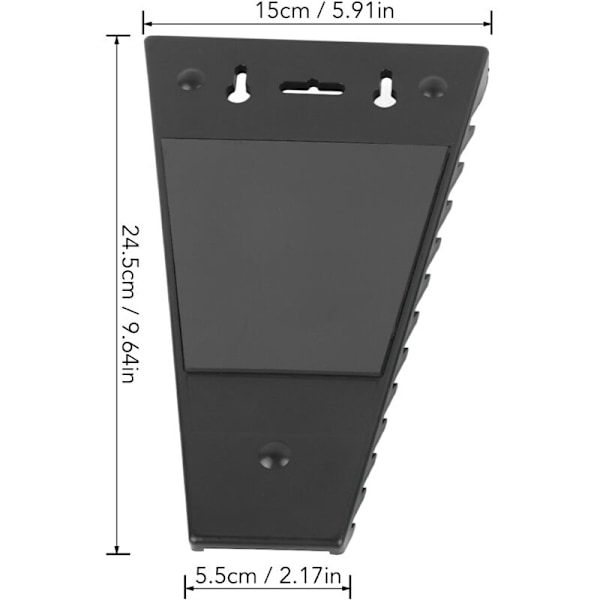 Magnetisk nøgleorganisator, 2-pak, rummer op til 12 stykker, stærk ABS magnetisk nøgleholder til 6 til 24 mm 1/4 tomme til 1/16 tomme