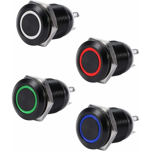 Momentary Push Button LED Push Button Switch 12mm Power Switch Vandtæt Bil Power Latching Switch (Hvid)