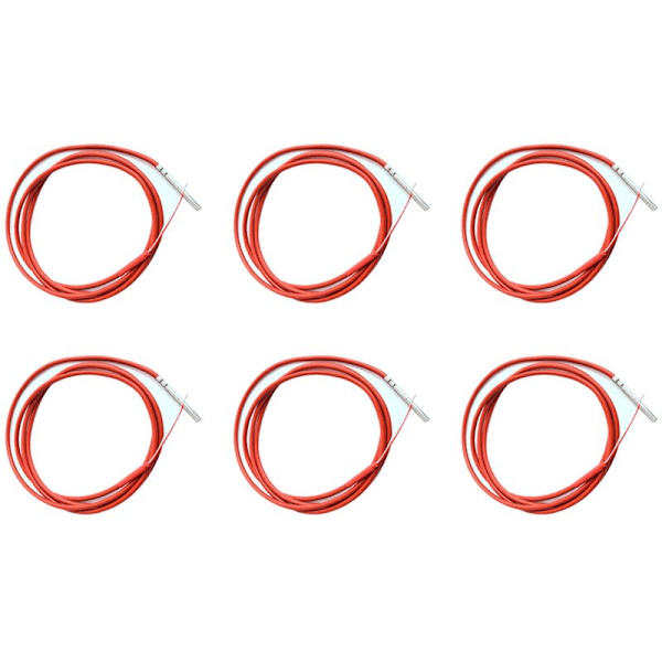 6X 2-tråds PT1000 Temperatursensor, Silikon Gelbelagd Termistor, 1,5 Meter Sond, 45mm x 5 -50-180 Celsius RTD