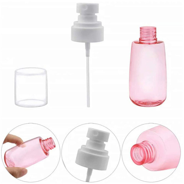 Reseförpackningar med sprayflaskor, set med 5 fina dimsprayflaskor, tomma luftfria sprayflaskor för makeup, klara påfyllningsbara resebehållare för kosmetika