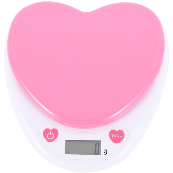 5Kg / 1G Bärbar Hjärtformad Digital Köksvåg LCD-Skärm Auto Nollställning för Att Mäta Vikt Mat Vatten Pulver
