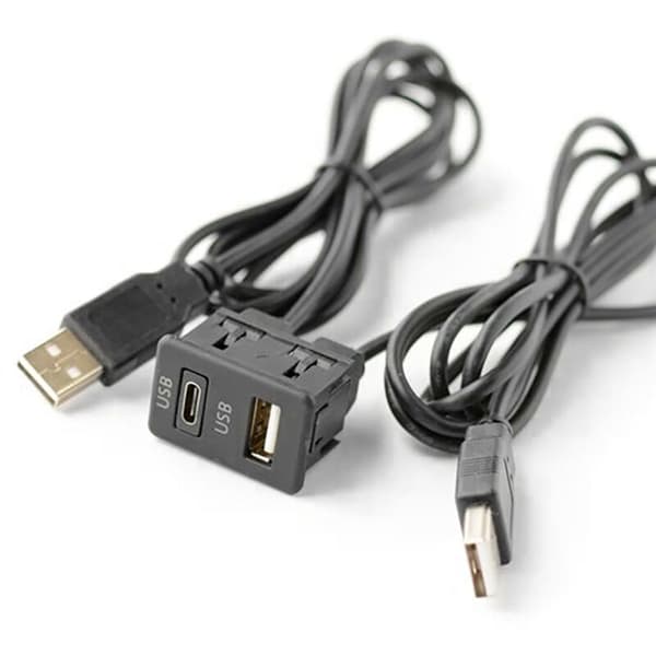2 st 150 cm bilinstrumentpanel infälld montering USB-portpanel Autobåt Dubbel USB-förlängningskabel-TAPYC-adapter för