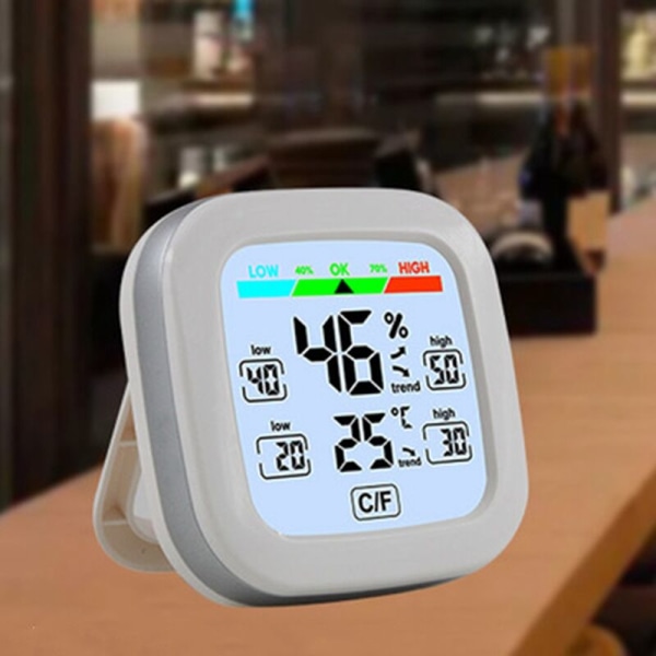 Digital hygrometer termometer med display komfort trendig väggklocka temperatur fuktighetssensor heminredning