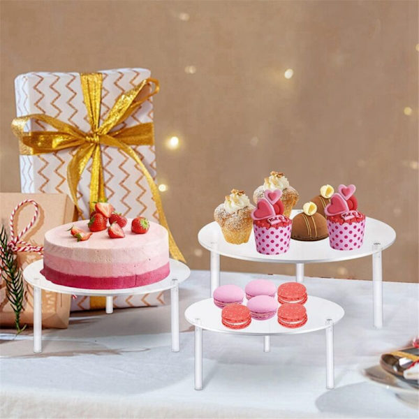 3-pack Klar Akryl Tårta Stativ, Muffinhållare, Bänkskiva Dessert Display för Bageri, Födelsedag Bröllop