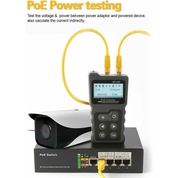 Kabeltestare Nätverk Kabeltestare RJ45 Patch Kabeltestare LAN Nätverkstestare Linjetestare Ethernet Nätverkskabeltestare PoE Checker
