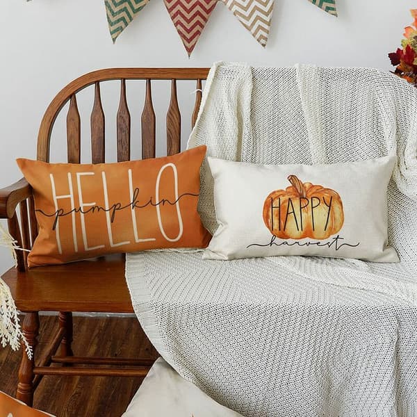 Efterårsdekor Ahornblad Pudebetræk, 12 X 20 Puder Efterår Thanksgiving Pudebetræk til Sofa Sofa Sæt af 4