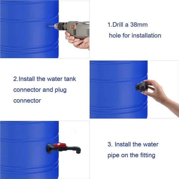 Bulkhead-koppling 3/4 tum, 5 PVC dubbelgängade tankanslutningar för regntunnor, badkar, simbassänger