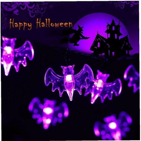 30 stk. Halloween dekorative lys LED edderkop flagermus spøgelse indendørs udendørs solcellelys Halloween fest dekoration