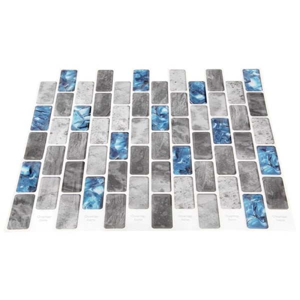 Vivid Tiles Blå Självhäftande Kakel 3D Tegeleffekt Vattentät Köksskydd Dekor Självhäftande Tapet