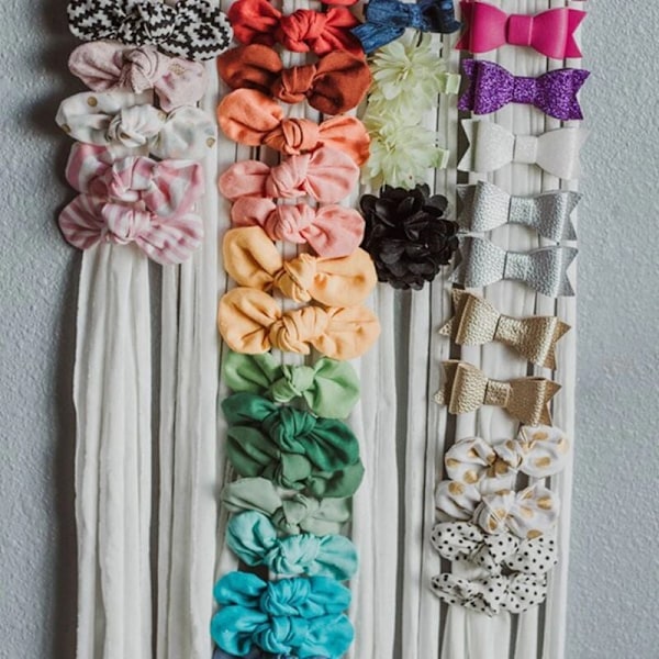 Barn Fancy Girl Gåvor Hårklämma Hållare med Träram Båge Organizer Förvaring Display Väggdekor -3