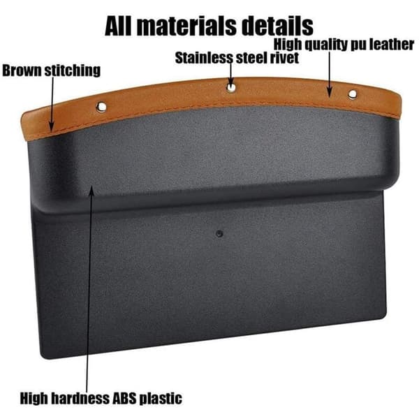 Side Pocket Opbevaringslommer Sæde Side Space Organizer til Bil Mønt Organizer Brun Kant