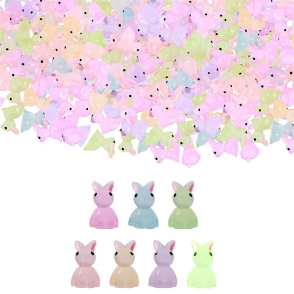 200 kpl Mini Resin Rabbit Miniatyyrit Pimeässä Hohtavat