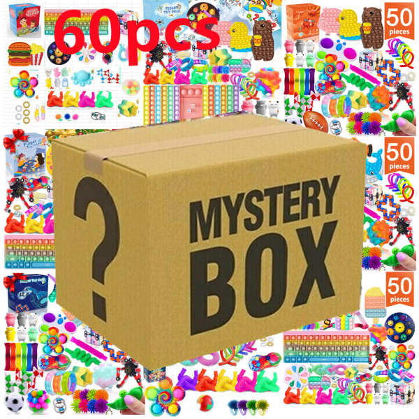 fidget toys, stressbollar, bönor och andra blindbox-set Blind box 60pcs