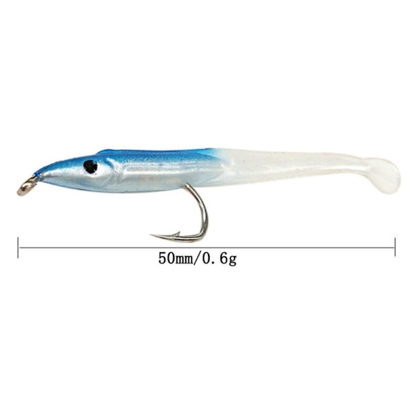 45 kpl Teko-Merikalastus Syötti Uistin Bioninen Ankanpyrstö Koukku 5cm/0.6G T-Hännän Simulaatio Pehmeät Hyönteiset Sininen