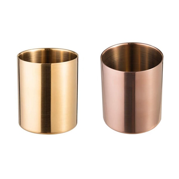 2 stk. serie stabilt anti-rust rustfrit stål cylinder blyant makeup børster holder blomsterarrangement opbevaringsbeholder