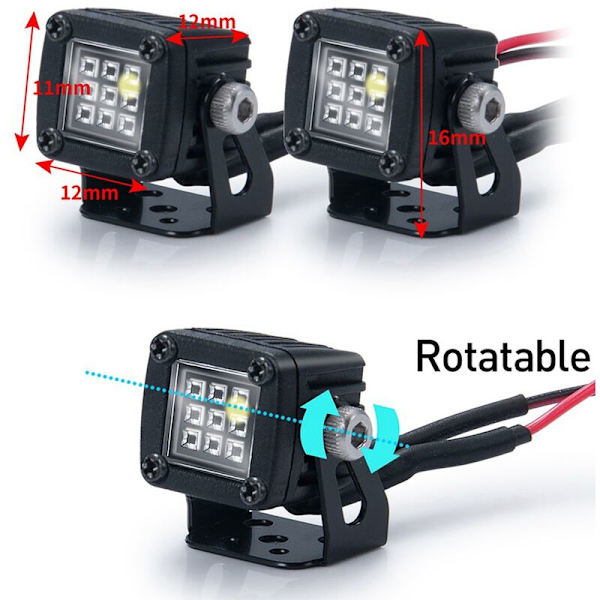 Muokatut ajovalot Valonheittimet Auton kattovalot Puskurin valot AXIAL SCX10 TRX4 TRX6 1/10 RC-autoon,A