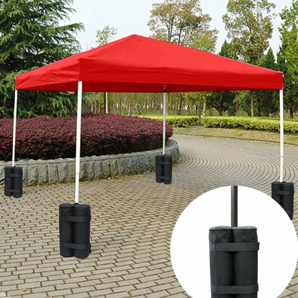 4 Pakning Gazebo Vektposer - Markisetelt - Sand Vektposer - Øyeblikkelig Utendørs - Vekte Føtter - Svart (Glidelås Stil, Svart) -