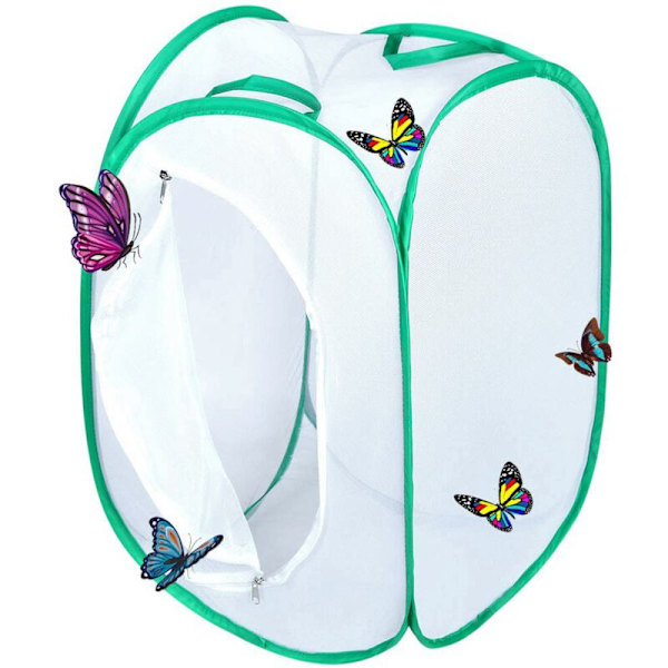 Butterfly Pop-Up Terrarium Soltag i Net - 23,6 Tommer Høj, Grøn-Hvid