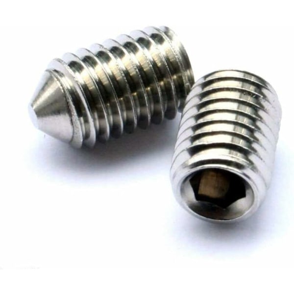Pakke med 16 koniske spids skruer 5mm længde, forskellige metriske gevind, M3, M4, M5 og M6. A2 Grade Rustfrit Stål Hexagon Spids Skrue Sæt